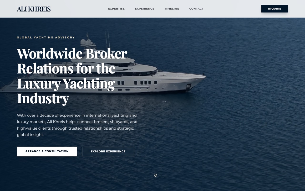 Ali Khreis, Yachting Advisory website design