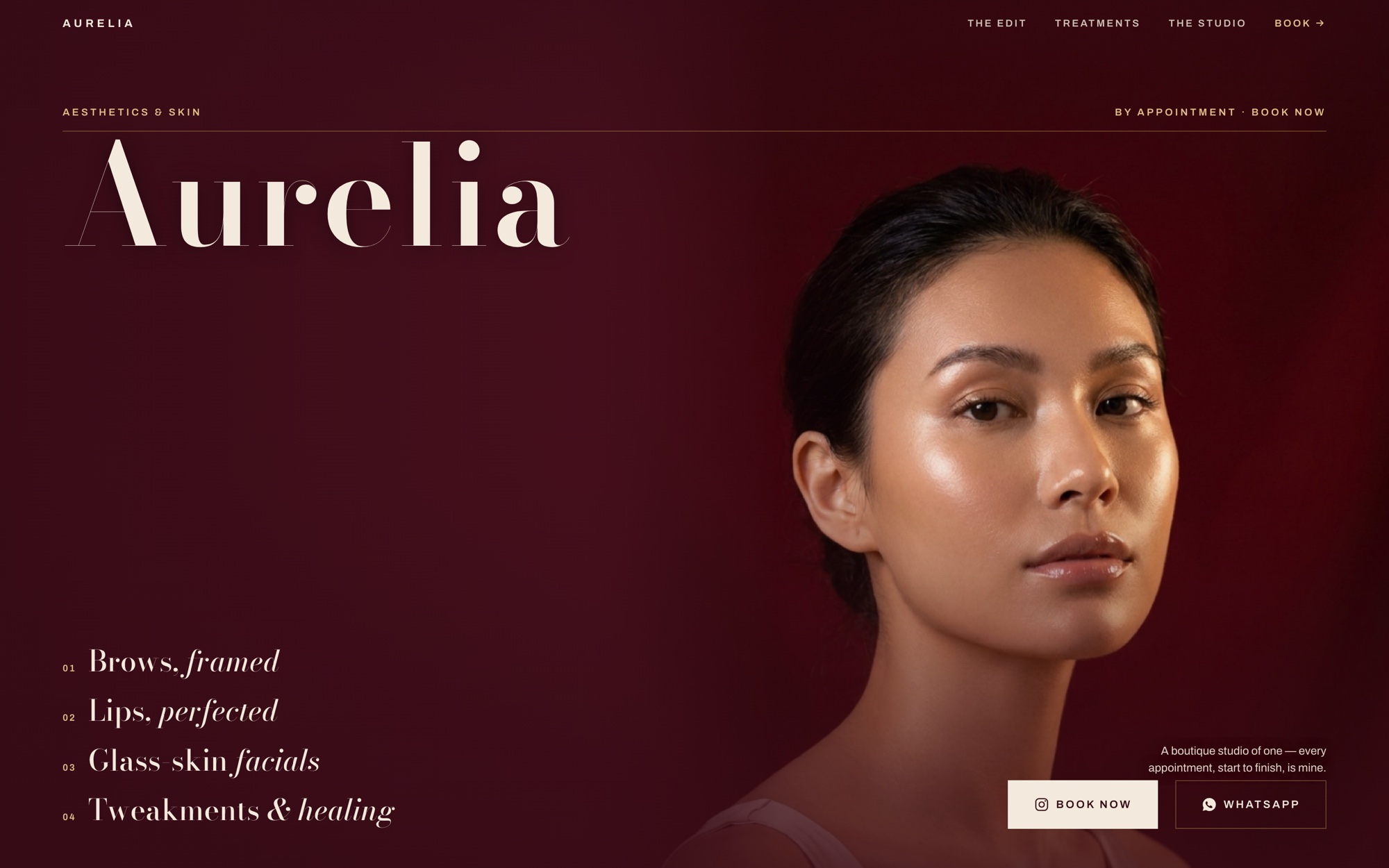 Aurelia, Aesthetics & Skin Clinic website design