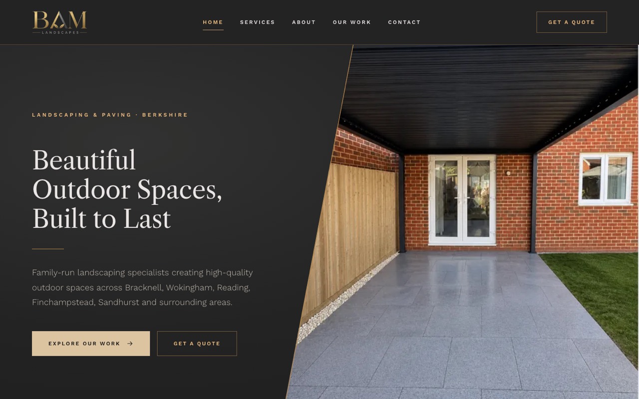 BAM Landscapes, Landscaping · Bracknell website design