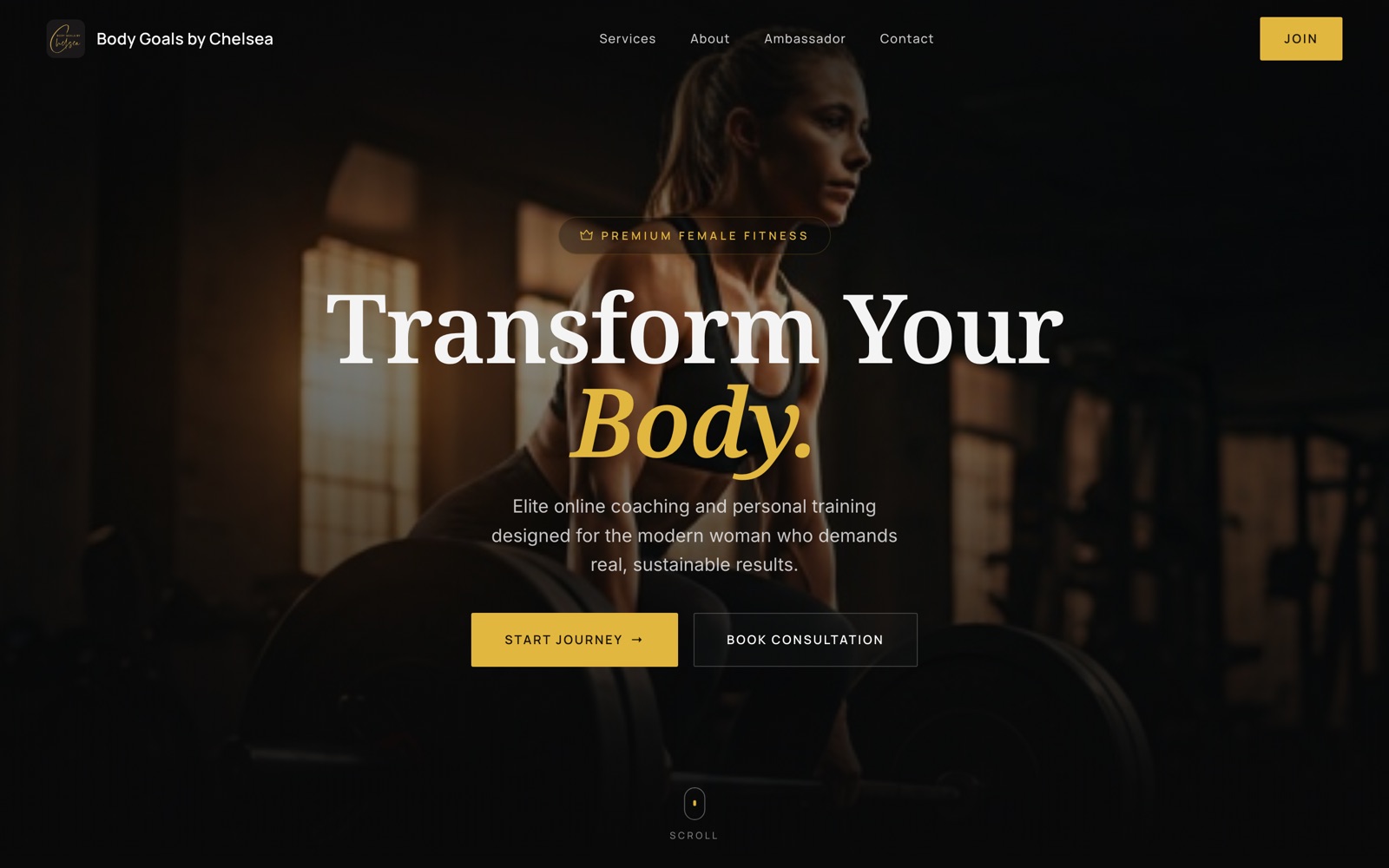 Body Goals by Chelsea, Female Fitness Coaching website design