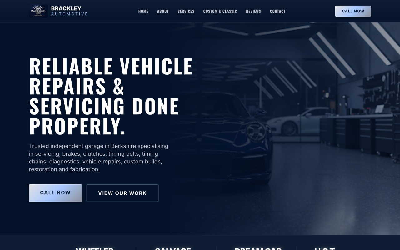 Brackley Automotive, Vehicle Repairs & Servicing website design