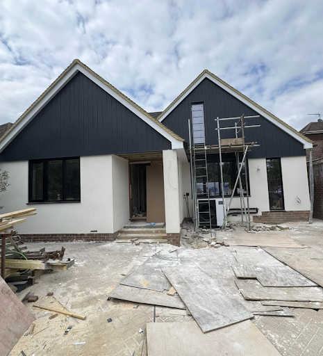 Rendered house exterior under renovation