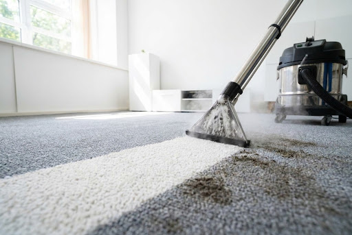 Professional carpet steam cleaning in action