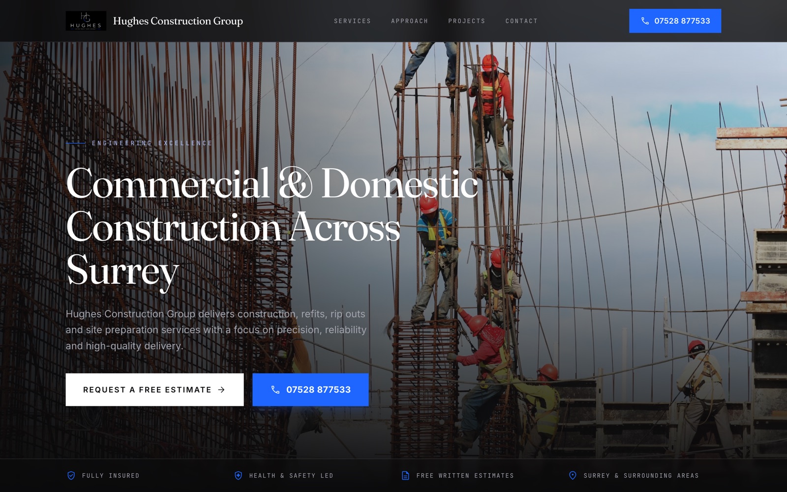 Hughes Construction, Construction & Renovation website design