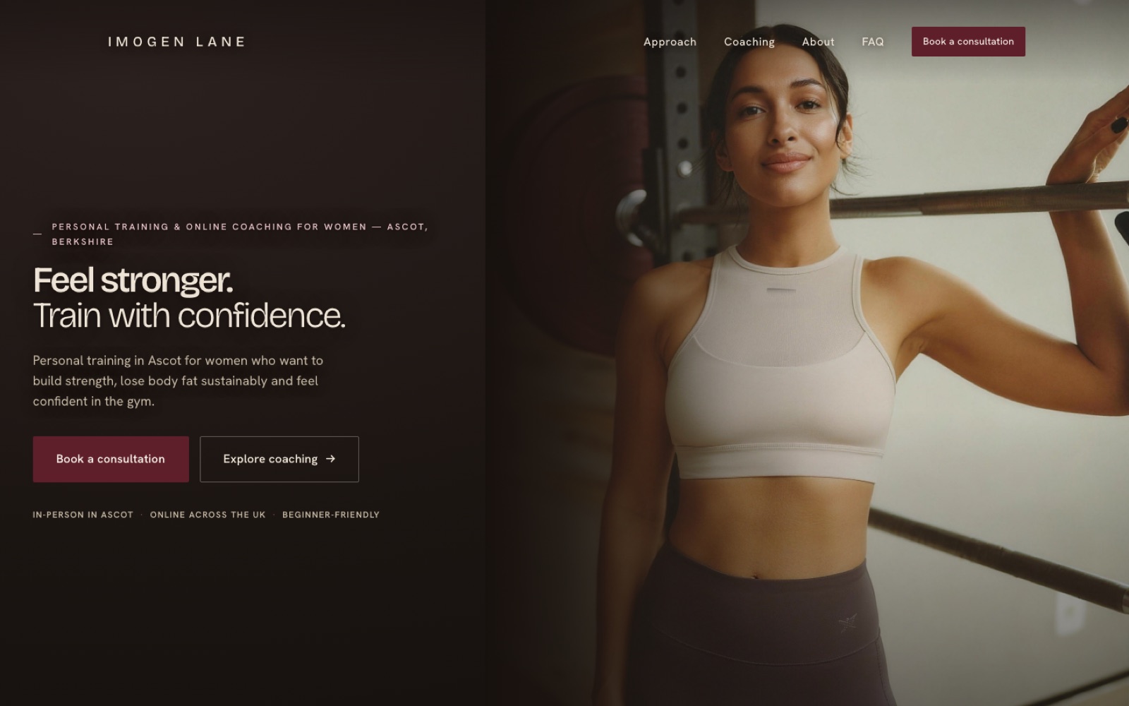 Imogen Lane, Personal Training · Ascot website design