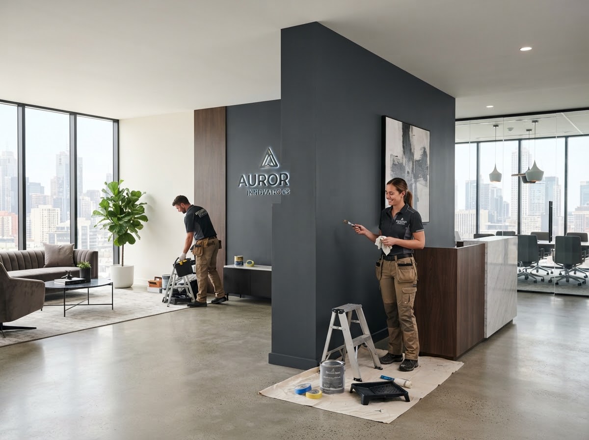 Modern commercial office interior freshly decorated