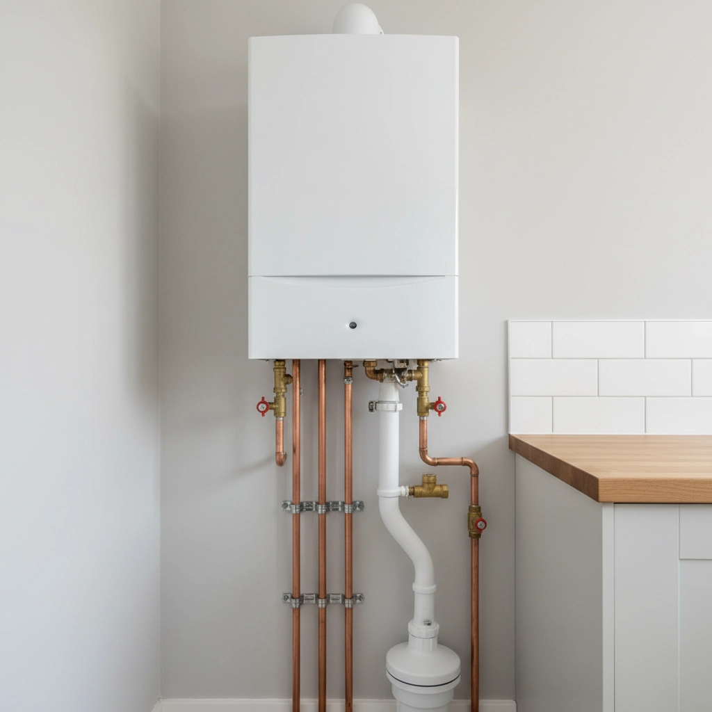 Professional wall-mounted boiler installation