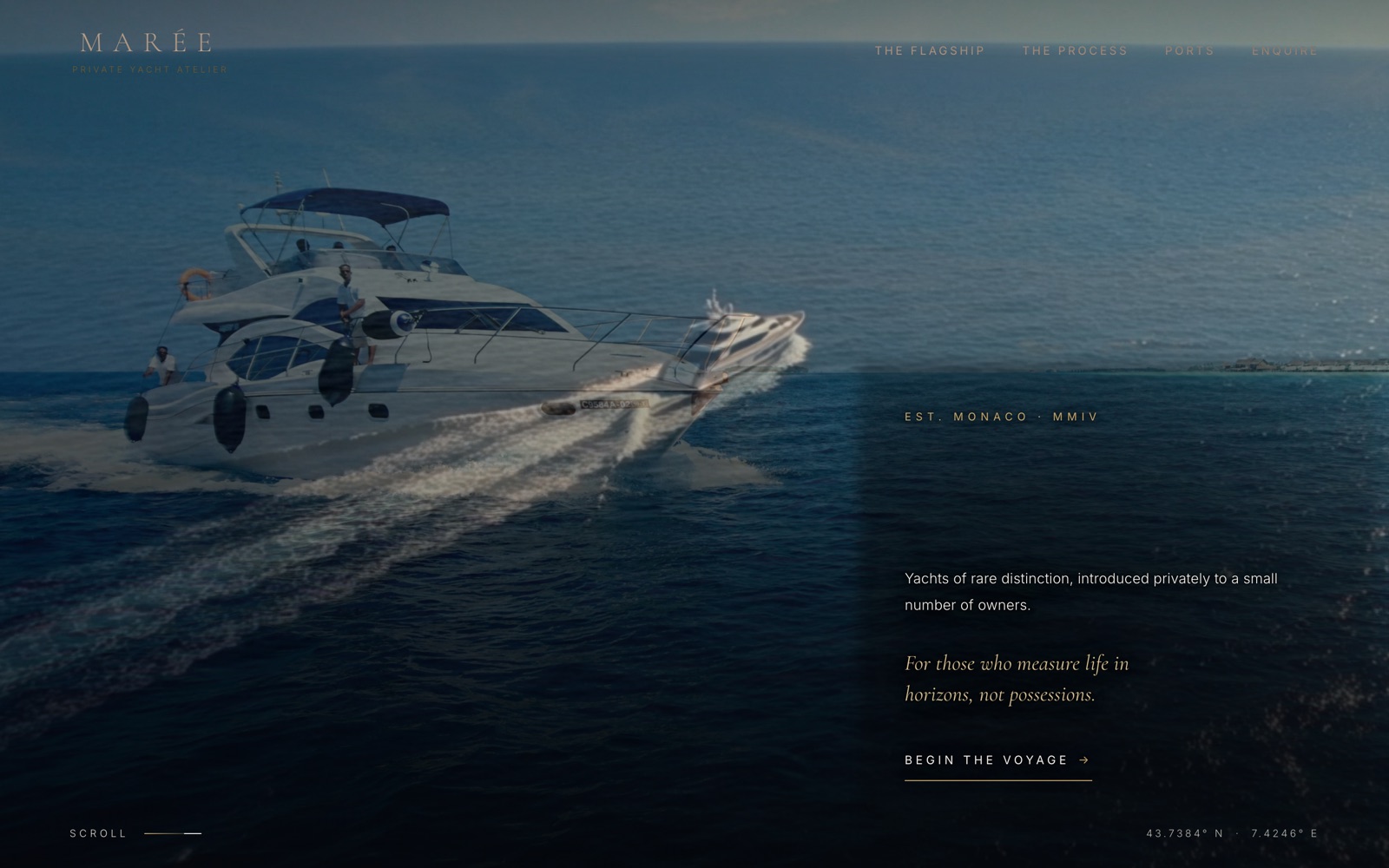 MARÉE, Private Yacht Atelier website design
