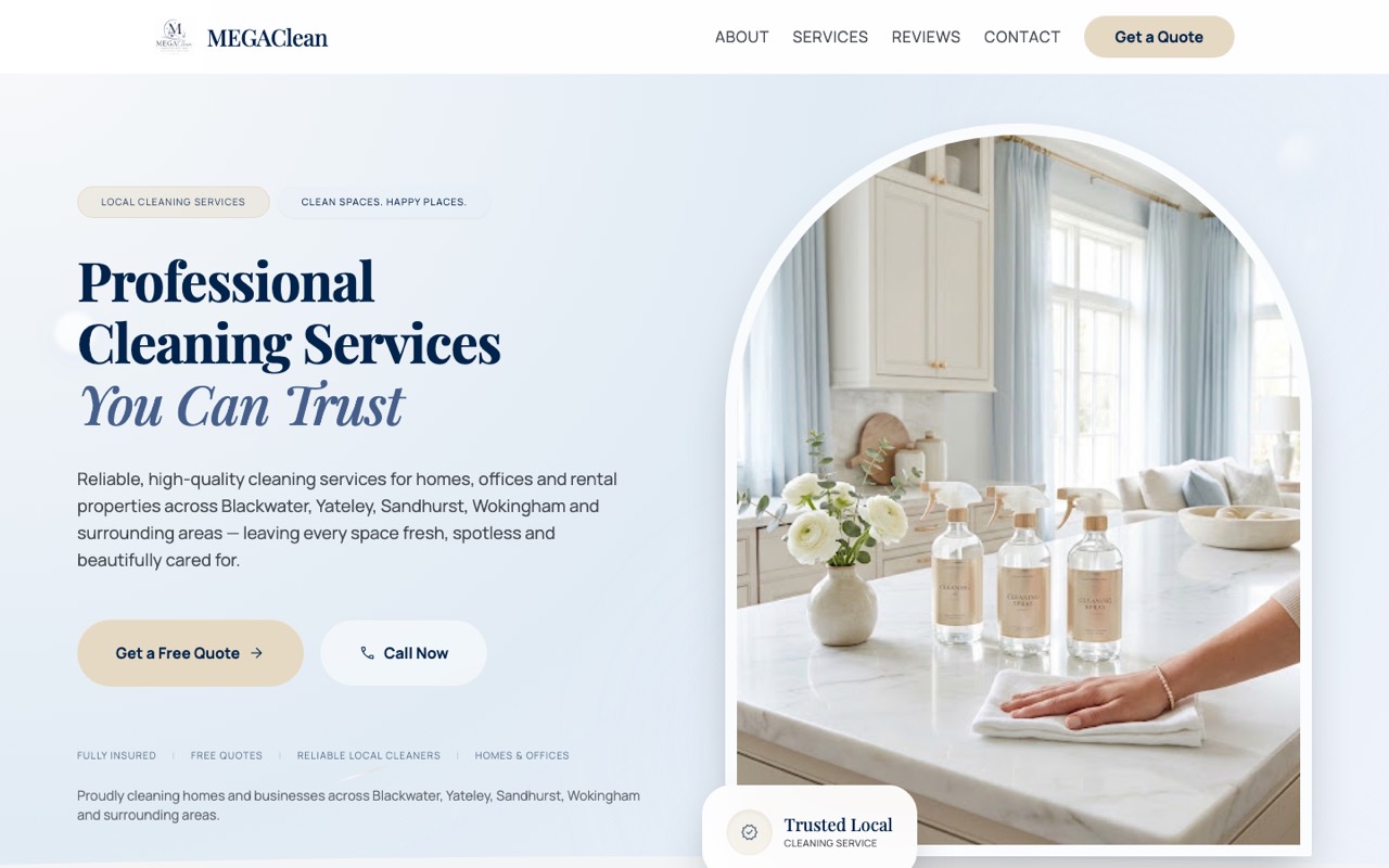 MEGAClean, Cleaning · Blackwater website design
