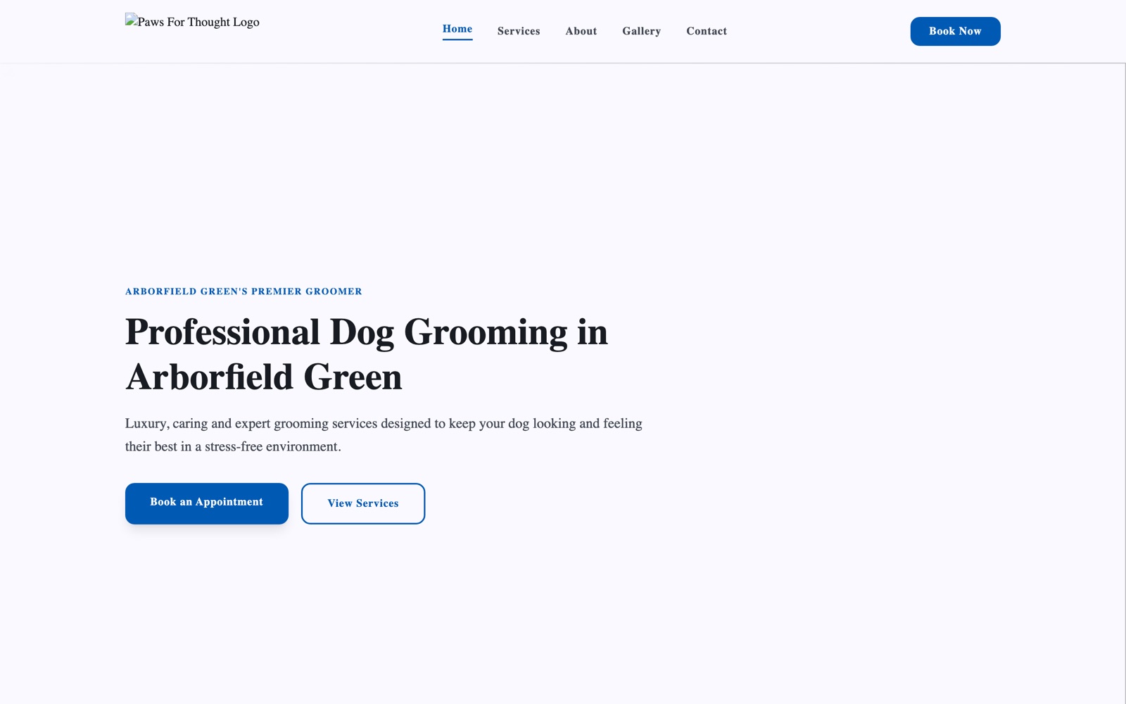 Paws for Thought, Dog Grooming · Arborfield website design