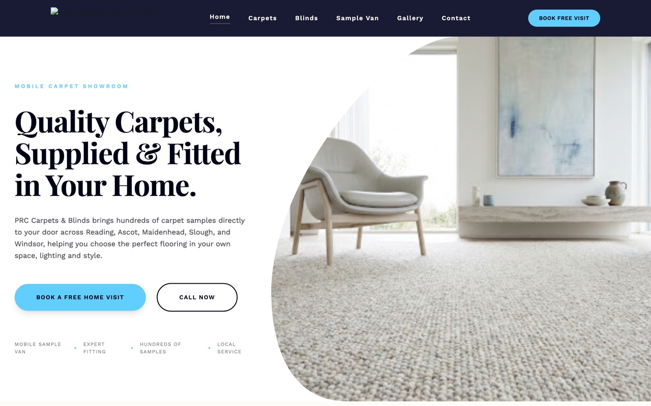 PRC Carpets & Blinds, Flooring & Blinds website design