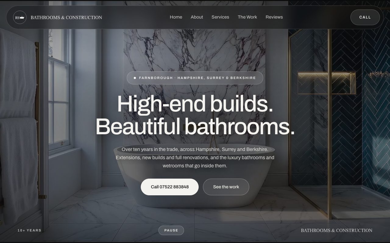 RS Bathrooms & Construction, Bathrooms & Renovations · Farnborough website design