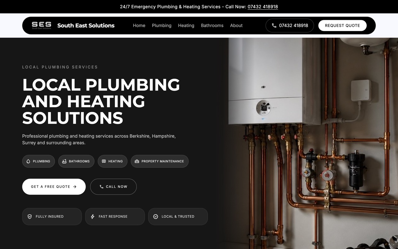 South East Solutions, Plumbing & Heating website design