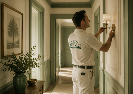 Eddie at work in a home hallway